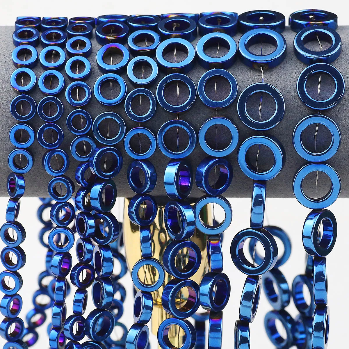 Natural Stone Round Circle Blue Hematite Spacers Beads Loose For Jewelry Making Bracelet Necklaces DIY Accessories 8/10/12/14MM