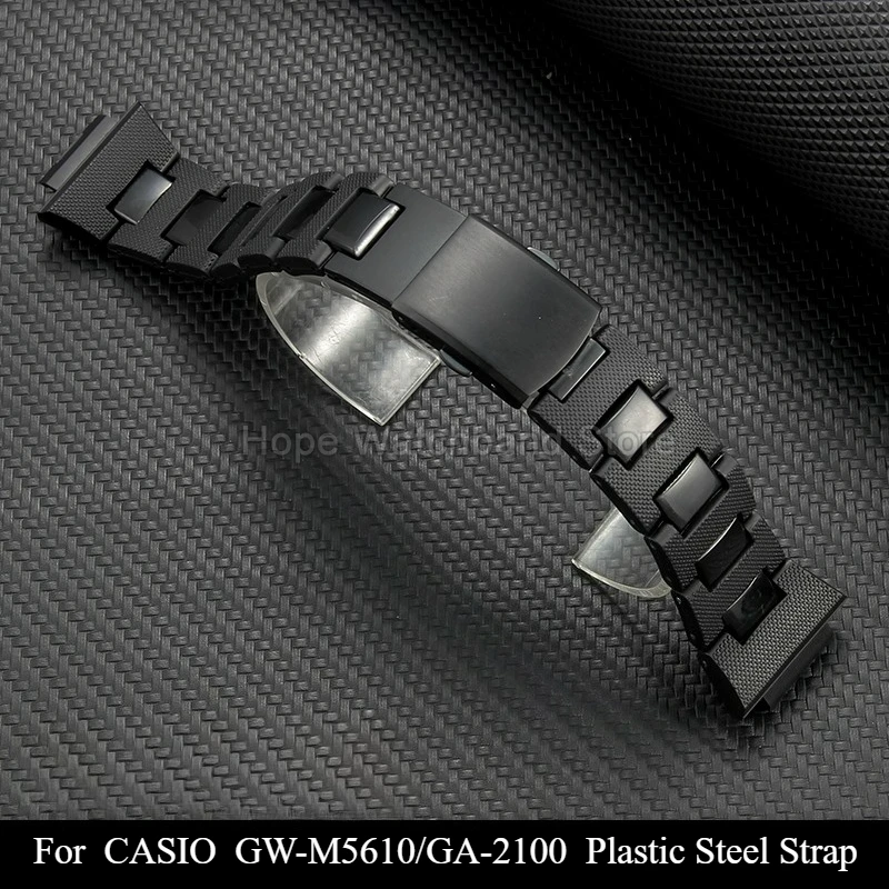 Interfaz especial 16 mm negra para correa de reloj Casio GW-M5610/GA-2100 hecha de pulsera resistente a los arañazos de acero plástico de alta calidad