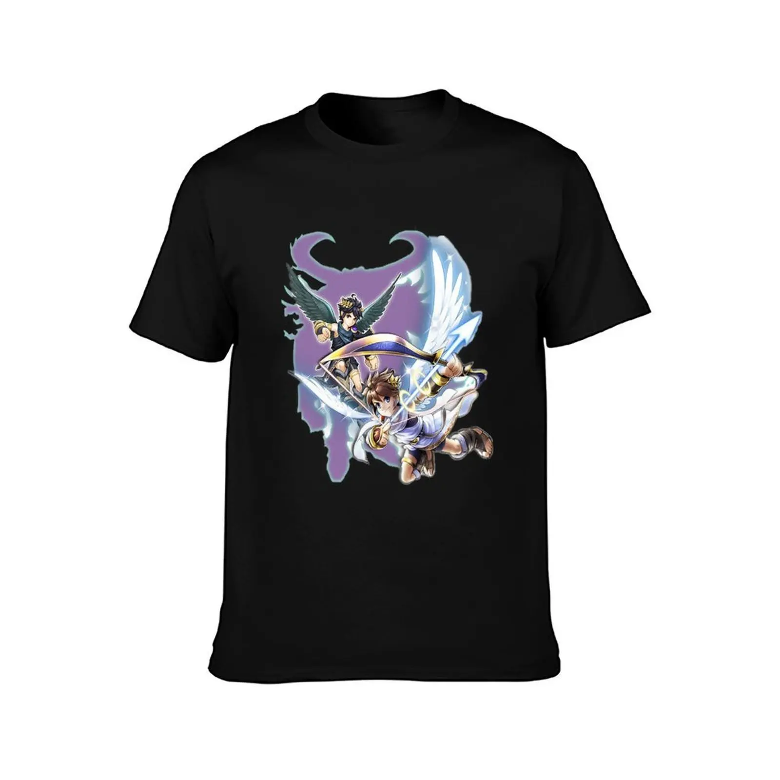 Kid Icarus Pit & Dark Pit T-Shirt, Summer Casual Cotton Tee, Oversized Streetwear Tops, Vintage Graphic Print, Unisex Men Women