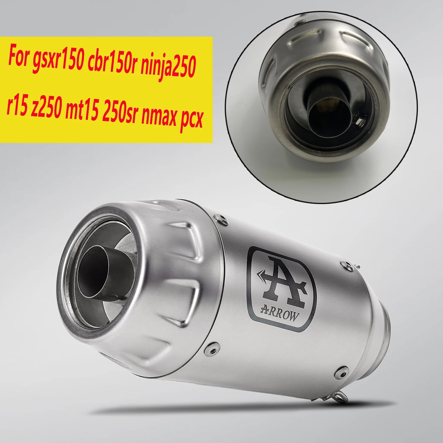 

Exhaust Motorcycle Muffler Universal Modified Scooter Tail Pipe for gsxr150 cbr150r ninja250 r15 z250 mt15 250sr nmax pcx 51MM