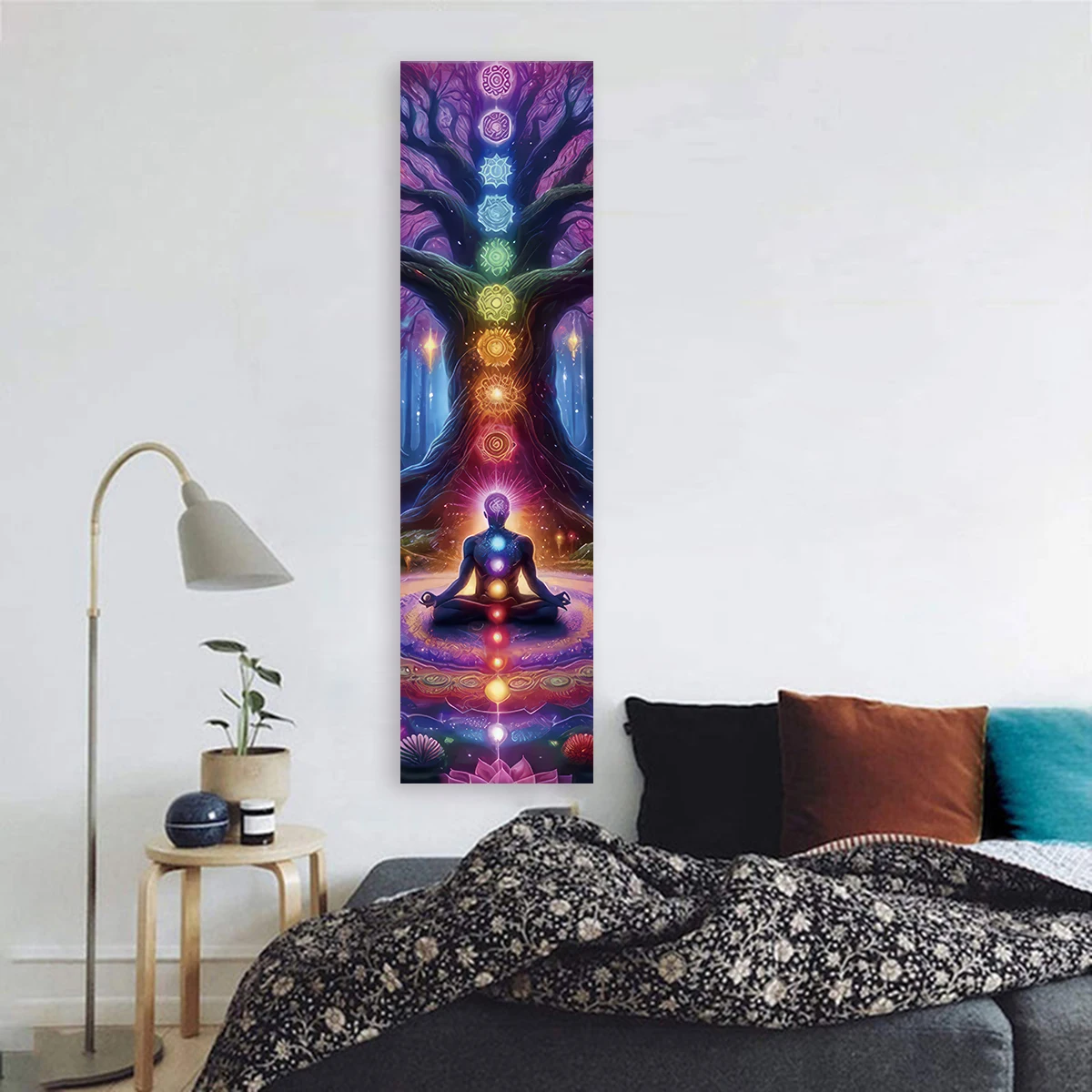 Tree of Life Chakra Meditation Vertical Tapestry Colorful Mandala Rainbow Tapestry Wall Hanging Art Tapestry Wall Decoration