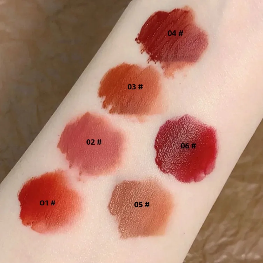 6pcs/Set Love Bear Velvet Matte Lipgloss Lip Tint Mud Nawilżający zestaw kosmetyków do ust zawiera pomadę do ust Lip Glaze Lip Stick & Lip Gloss