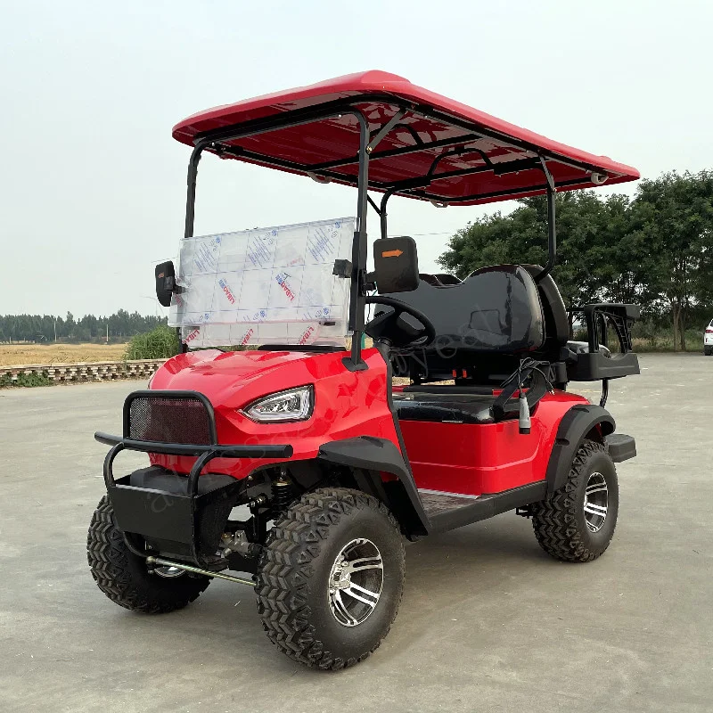 New Design Factory 2+2 Seats Sightseeing Bus Club Vehicle Electric Golf Buggy Hunting Vehicle Support Solar Function