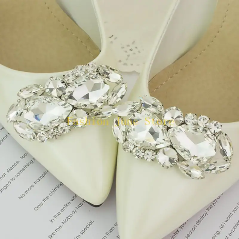 

N5KA Rhinestones Shoe Buckles Crystal Shoe Clip Accessories Fashion Bridal Wedding Shoes Decoration DIY Wedding Shoes