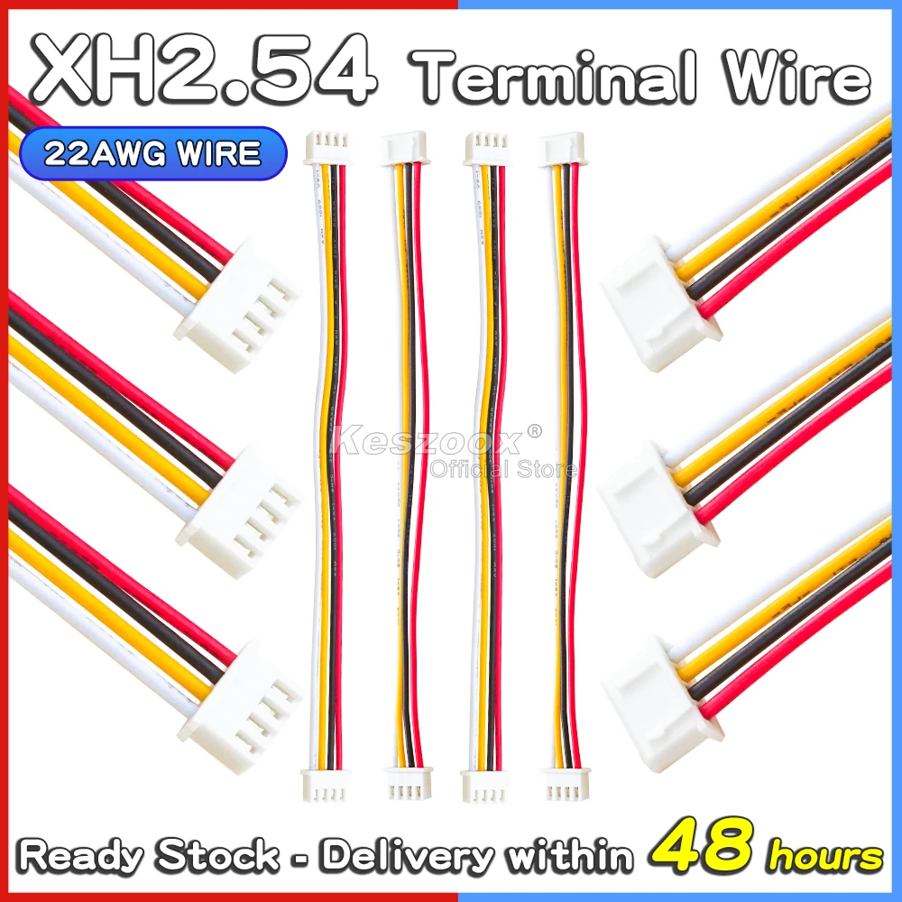 JST XH 2.54mm Pitch XHP-4 4Pin Connector Housing with 10cm to 100cm Wire Cable