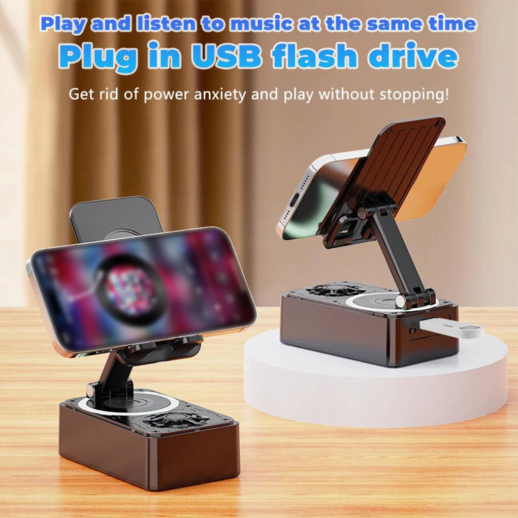 سمّاعات بلوتوث مكبر صوت لاسلكي قوة الهاتف 360 °   حامل هاتف قابل للطي دوار لميكروفون حي لاجتماعات فيديو الكاريوكي