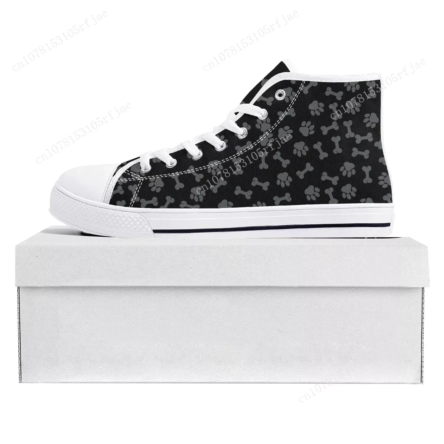 

Dog Paw Print Pet Dog High Top High Quality Sneakers Mens Womens Teenager Canvas Sneaker Casual Couple Shoes Custom Shoe White