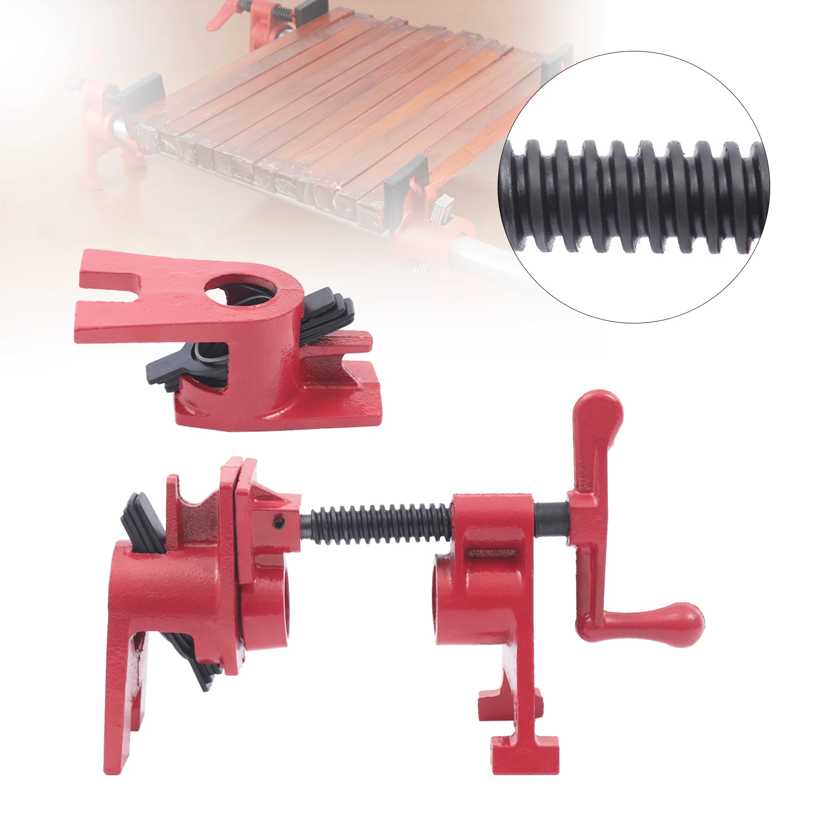 

4 Pack 3/4" Wood Gluing Pipe Clamp Set Heavy Duty PRO Woodworking Cast Iron