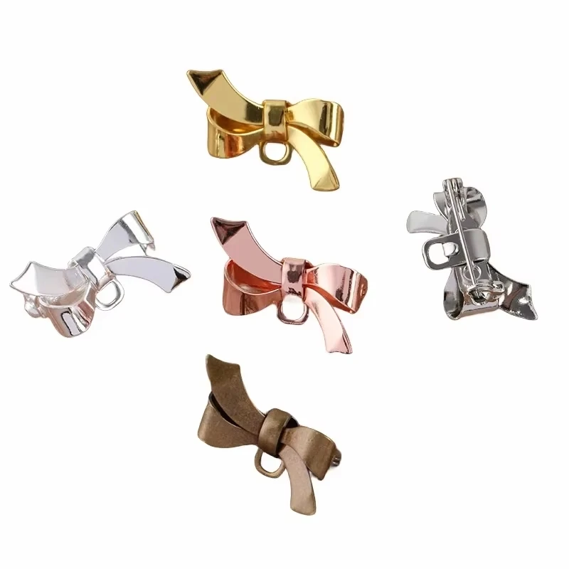 

BoYuTe (20 Pieces/Lot) 17*28MM Brass Material Bowknot Brooch with One Loop Diy Brooch Pins Jewelry Accessories Wholesale