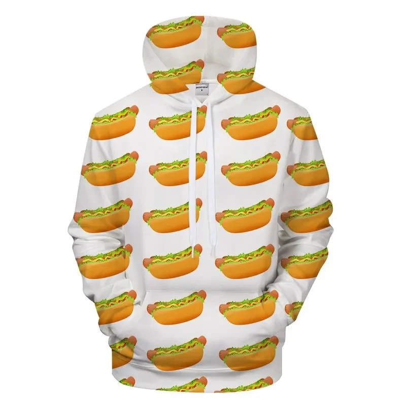 Funny Hot Dog Cartoon Pattern 3d Print Hoodie Men And Women Pullover Sweatshirt Tops Y2k Harajuku Sports Streetwear Kid Clothes