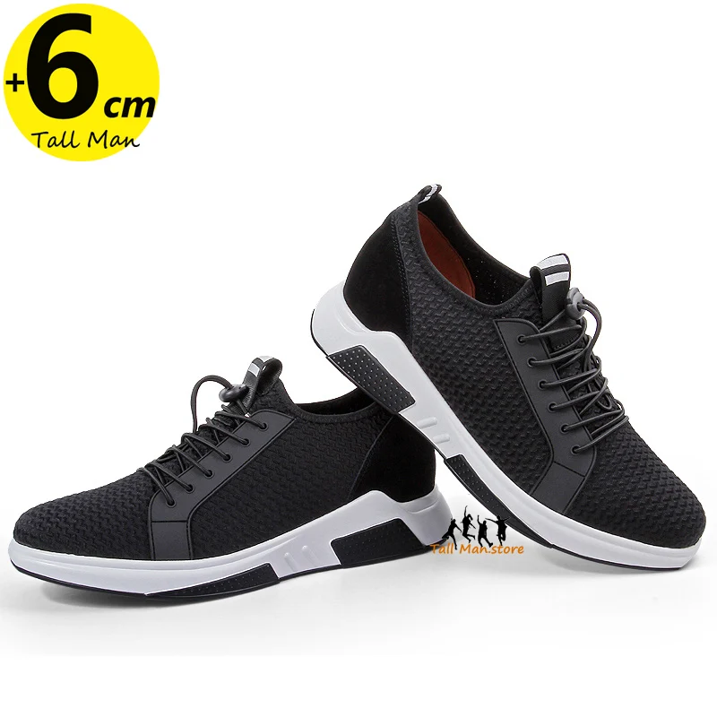 Summer Sneakers Men Elevator Shoes Height Increase Insole  6CM Daily Life Sports Man