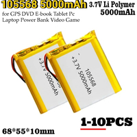 1-10PCS 105568 Battery 3.7V 5000mAh Polymer Lithium LiPo Batteries for GPS DVD E-book Tablet Pc Laptop Power Bank Video Game