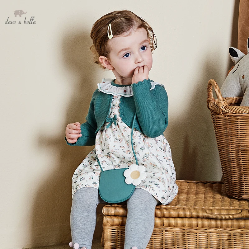 Dave Bella Princess Girls Dress Long Sleeve Autumn Brand Children Dress With Coin Purse Kids Flower Dresses DB3222821