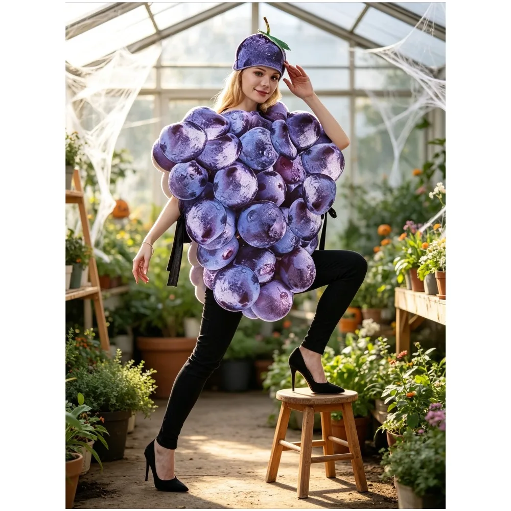 Teenagers Aged 14 and Above Fun Fruit Cosplay Costumes for Halloween Grape Costume Stage Theme Parties view 3