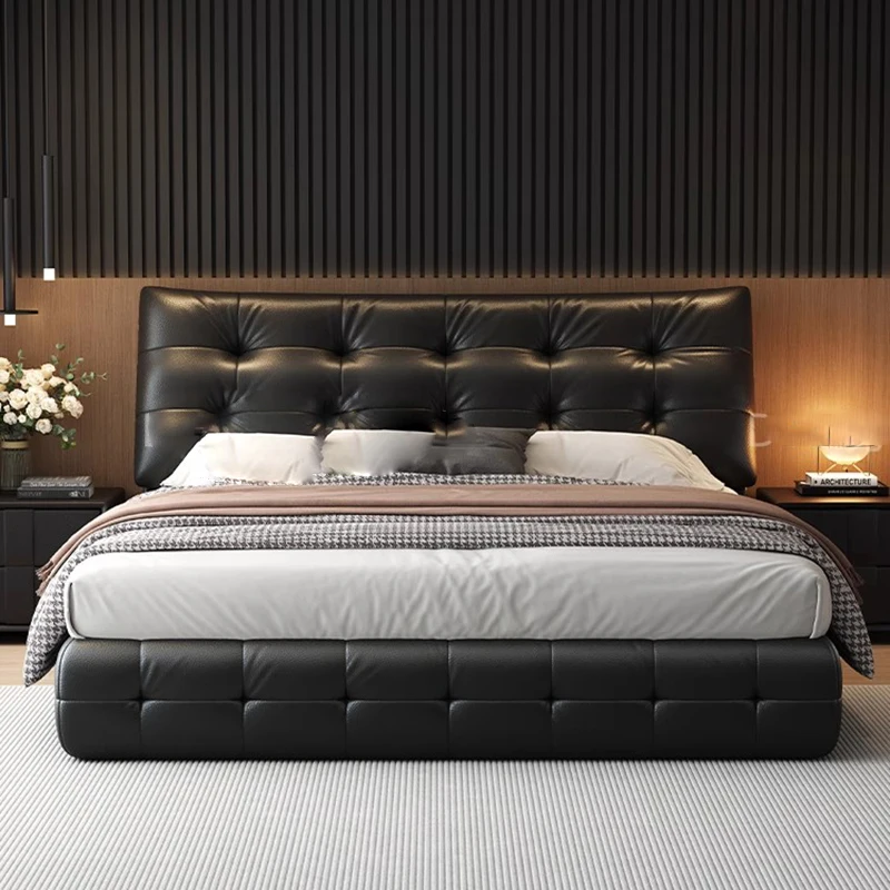 

Platform Design European Bed Modern Leather Children Double Bed Girls Bedroom Space Saving Letto Matrimoniale Trendy Furniture
