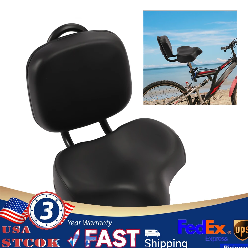 

Universal Wide Saddle Comfort Wide Cruiser Tricycle Bike Bicycle Saddle Seat PU Cushion Pad with Back Rest, Black(11.5" x 9.5")