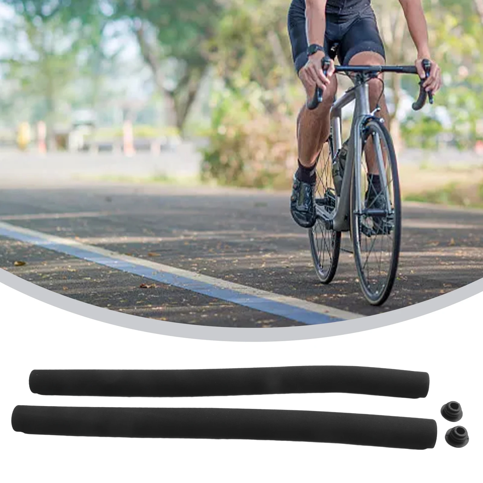 2 Stück Fahrrad-Lenkrohr-Schwammschaum, schwarzer Gummi-Handgriff, praktische Fahrrad-Lenkschwamm-Abdeckungen, Fahrradteile