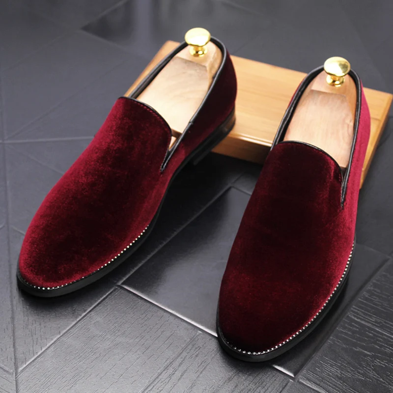 men breathable loafers soft velvet leather shoes evening prom dress slip-on driving shoe British style young gentleman footwear