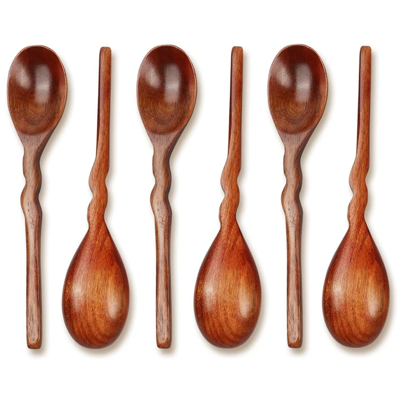 

6Pcs Wooden Spoons For Eating, 7.87 Inch Wooden Spoons For Honey, Small Wooden Spoons, For Soup, Coffee, Salad Desserts Durable