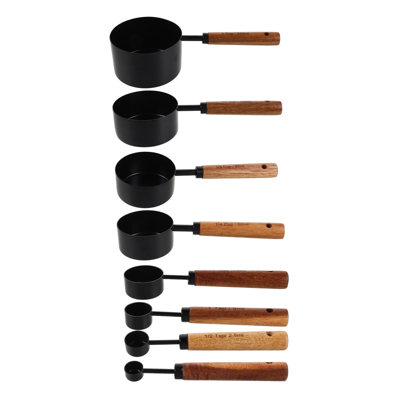 

8pcs Stainless Steel Measuring Cups Spoons Set Kitchen Utensils Wood Handle Baking Cooking Liquid Dry Ingredients Universal