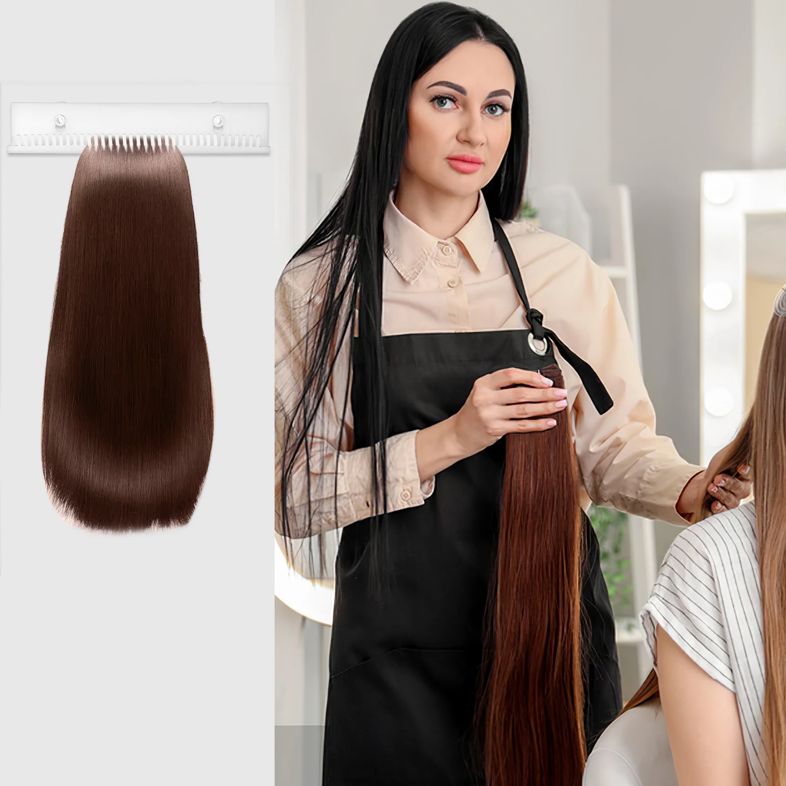 Suporte de extensão de cabelo acrílico trança rack display ganizer branco suporte de armazenamento para barbeiro suprimentos salão de beleza