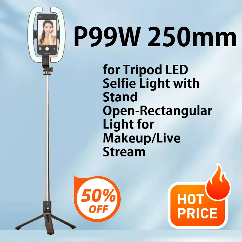 

P99W/P99X 360 Rotation Selfie Stick Tripod LED Selfie Light with Stand Open-Rectangular Light for Makeup/Live Stream