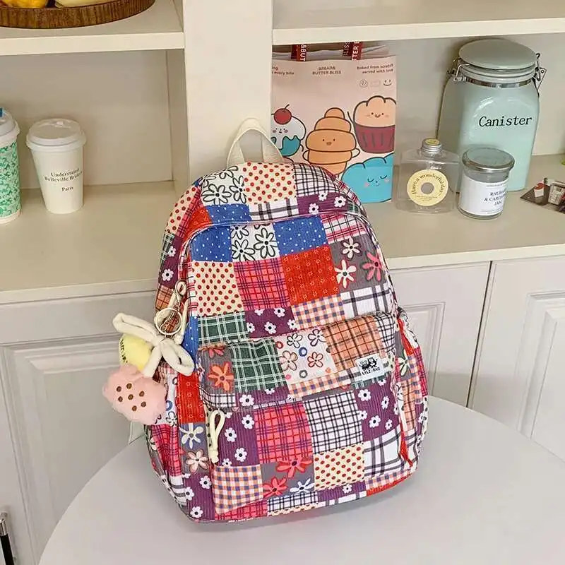 

Fashion Geometric Floral Pattern Laptop Large Capacity School Bag 2025 Ethnic Style Backpack For Female College Students