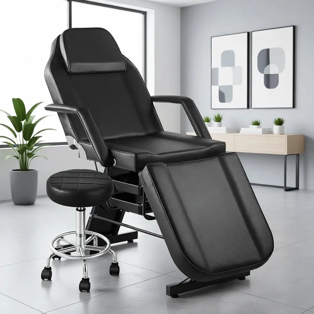 

Tattoo Chair for Client, Lash Bed with Stool, Esthetician Table with Basket, Facial Tattoo Bed, Beauty and Barber Massage Equipm