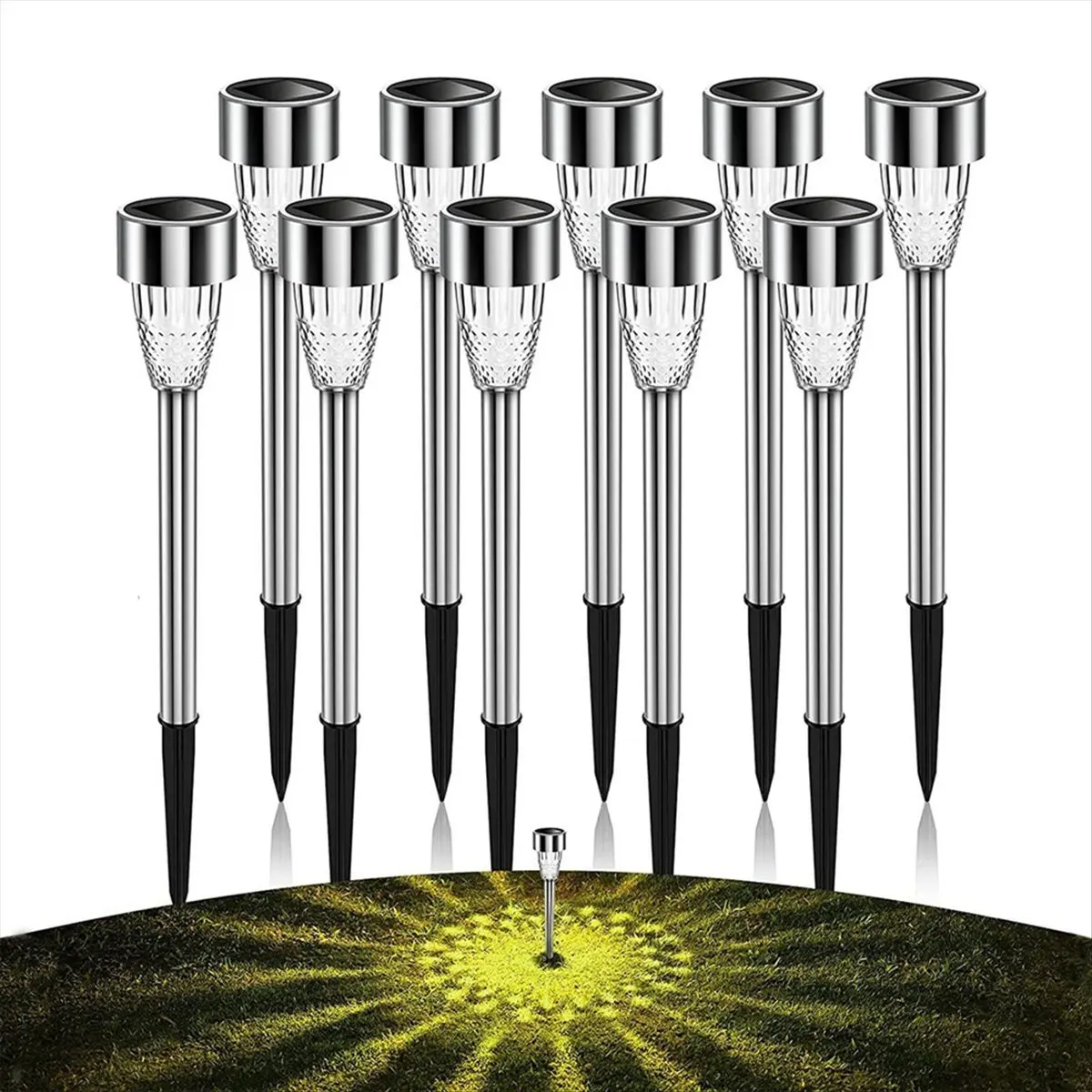 ABMO 10PCS Solar Lights Outdoor Water-Resitant LED Lighting Solar Powered Outdoor Lights Solar Garden Lights,B