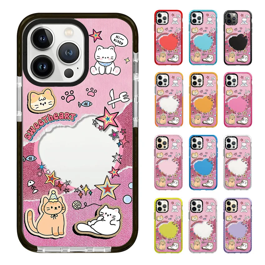 Sweetheart Little Cat Phone Case For iphone 17 16 15 14 13 12 11 Pro Max Plus Air Soft TPU Shockproof Back Cover