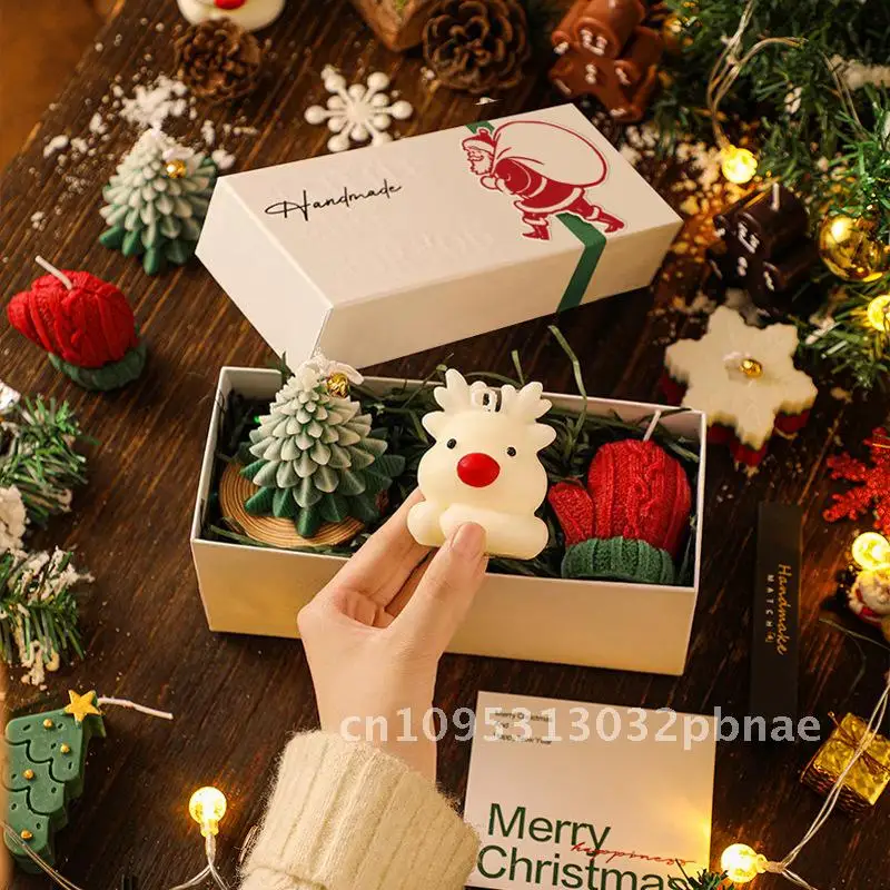 

Christmas Creative Handmade Fragrance Candles Hand in Hand Gift Christmas Tree Deer Shaped Aromatherapy Candle Gift
