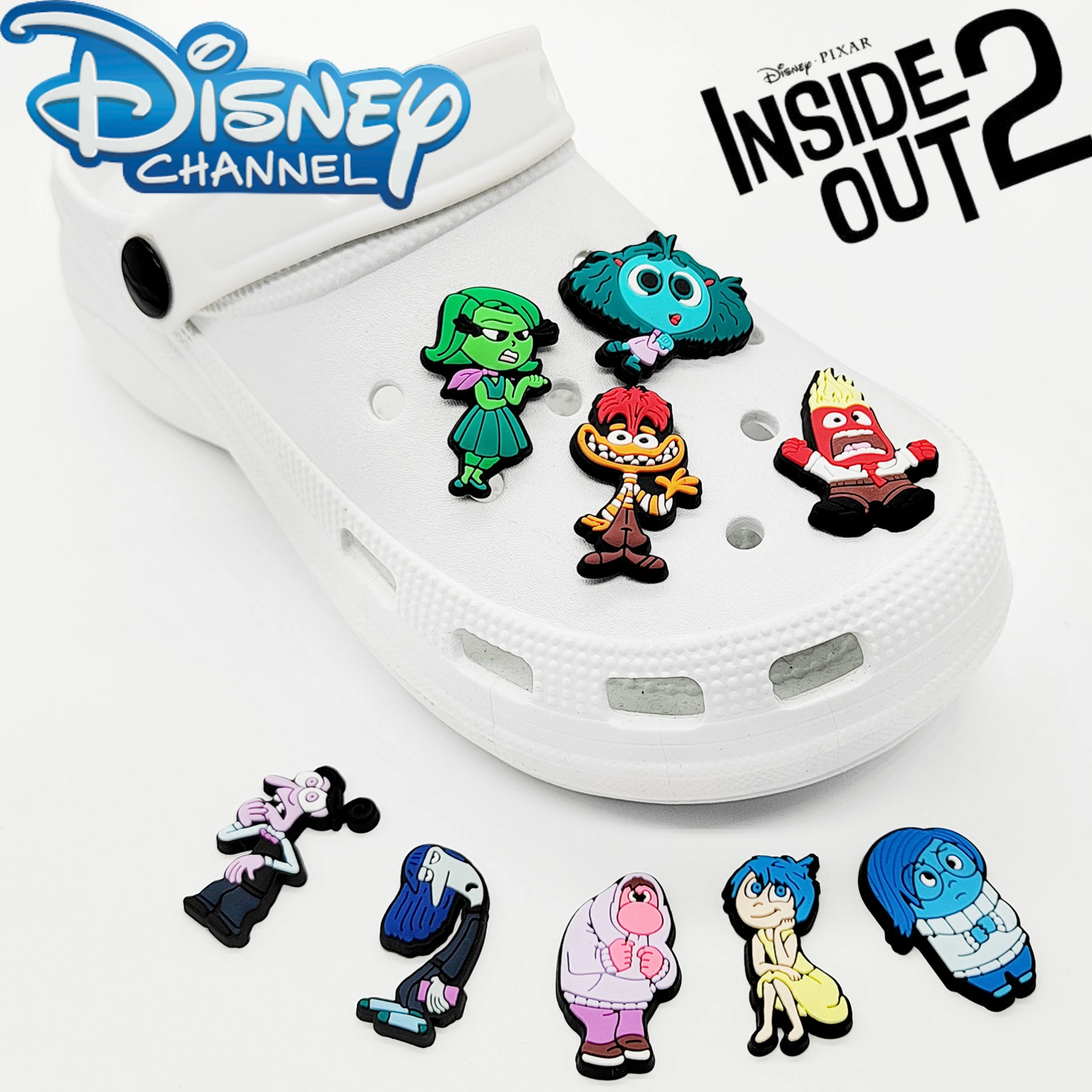 

9Pcs/Set Disney Inside Out 2 Shoe Crocs Buckle Cartoon DIY Funny Shoe Decoration Kid Gift Home Garden Ornament Shoe Crocs Buckle