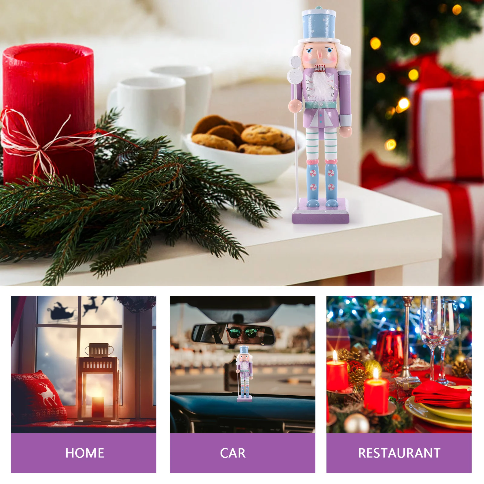 

Wooden Nutcracker Decor Xmas Christmas Ornament Home Party Decoration Unique Craft Holiday Gift Indoor Desktop