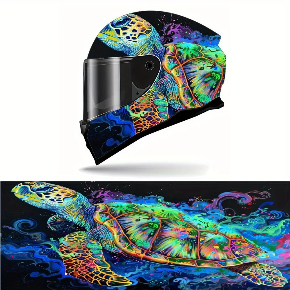 Turtle Print Helmet Sticker Decoration Scratch Vinyl Waterproof Personalized Sticker Motorcycle Parts Accessories