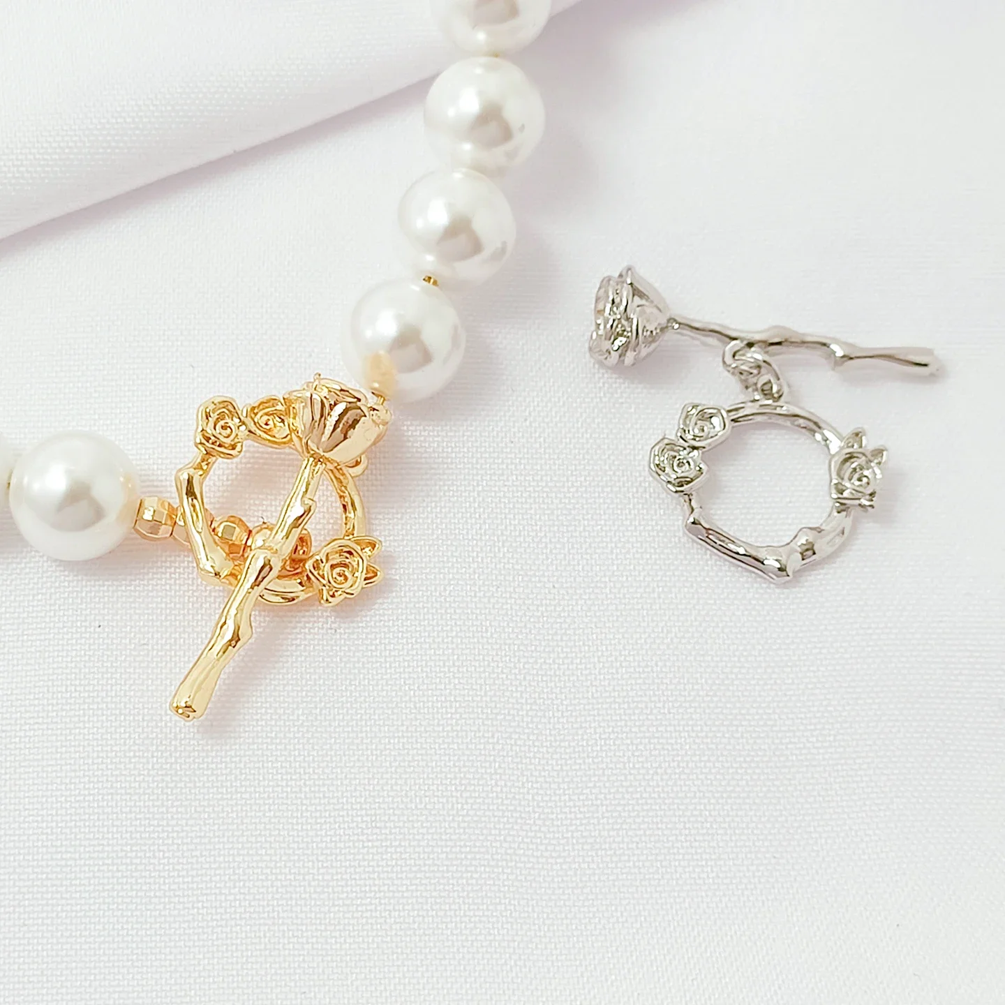 14K مطلية بالذهب روز OT مشبك زهرة إكليل فرع اتصال نهاية مشبك اليدوية سوار ذاتي الصنع الإكسسوار #3