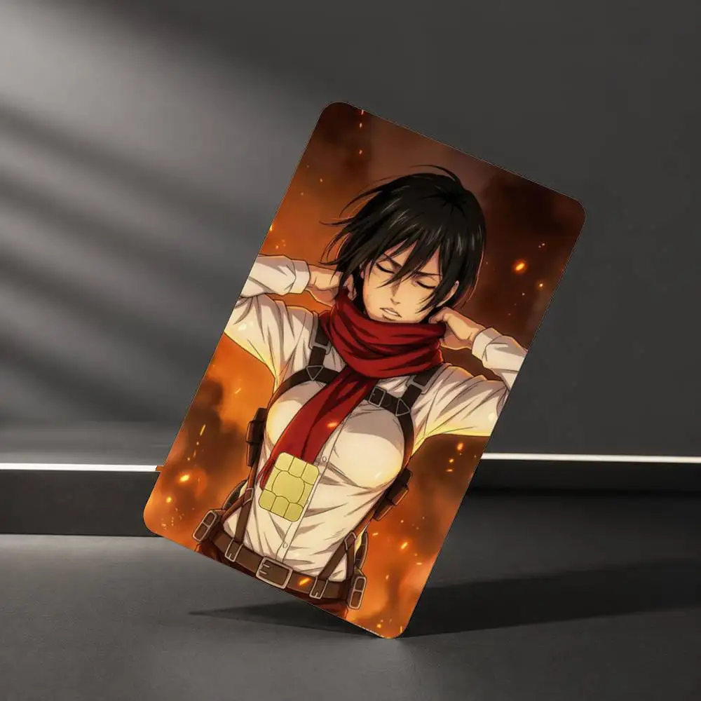 Attack on Titan Mikasa Ackerman HD Waterproof Card Skins Protective Stickers for Credit Bank Game Cards