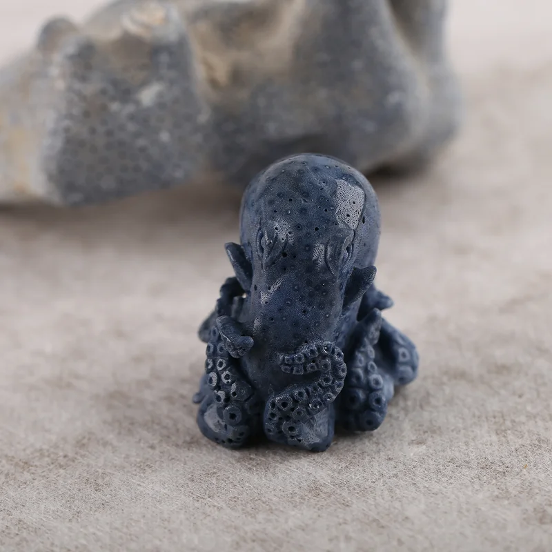 

B&F Blue Coral Octopus Animal Desktop Ornament Handmade Natural stones beads, Stones for jewelry Making Supplies