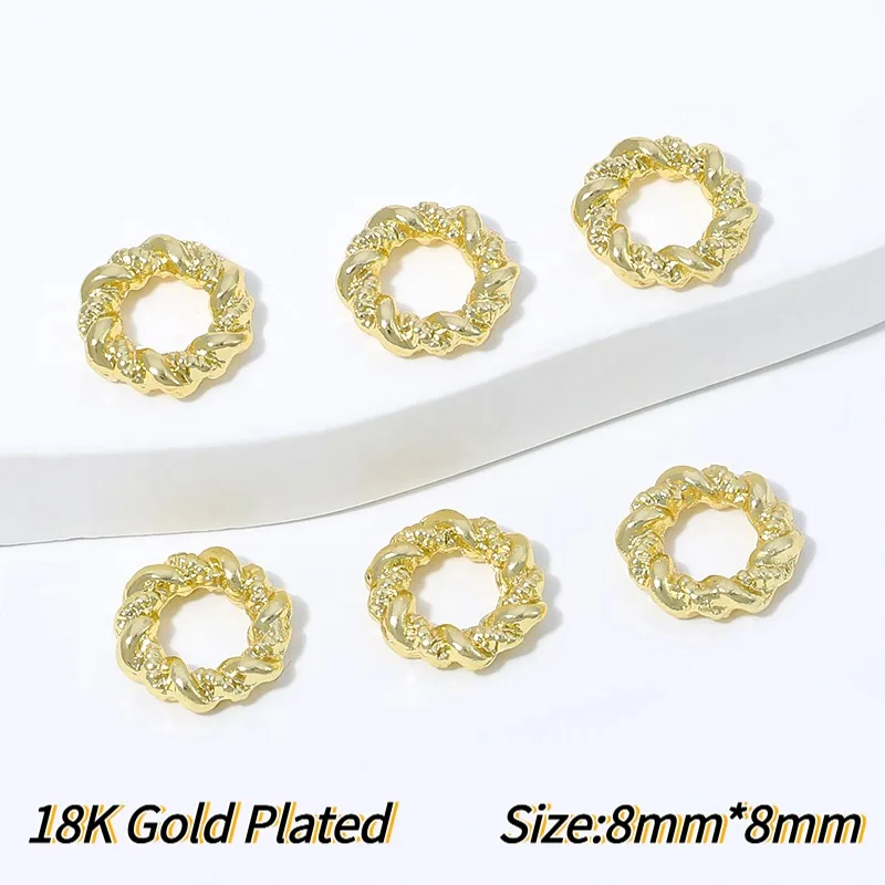 18K vergoldeter Messing-Ring mit gedrehtem Seilmuster, geschlossener Ring, Zubehör für DIY-Schmuckherstellung, Verbinder, hochwertige Schmuckkomponenten – Detail 30
