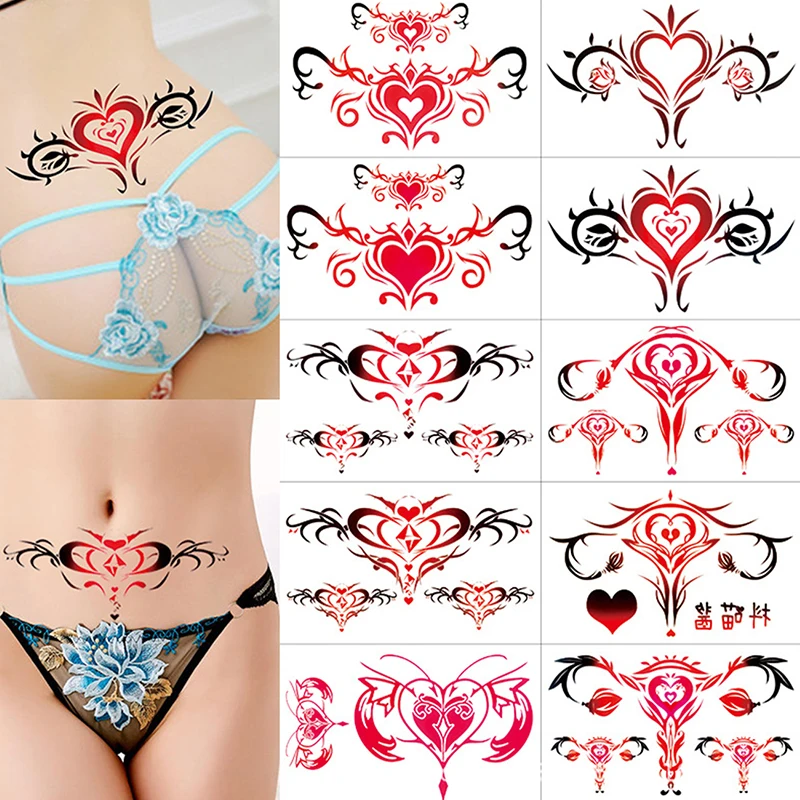 10/20Pcs adesivi per tatuaggi dell'utero per le donne adesivi per tatuaggi temporanei impermeabili Fake Body Art simulazione Sexy adesivo per ombelico