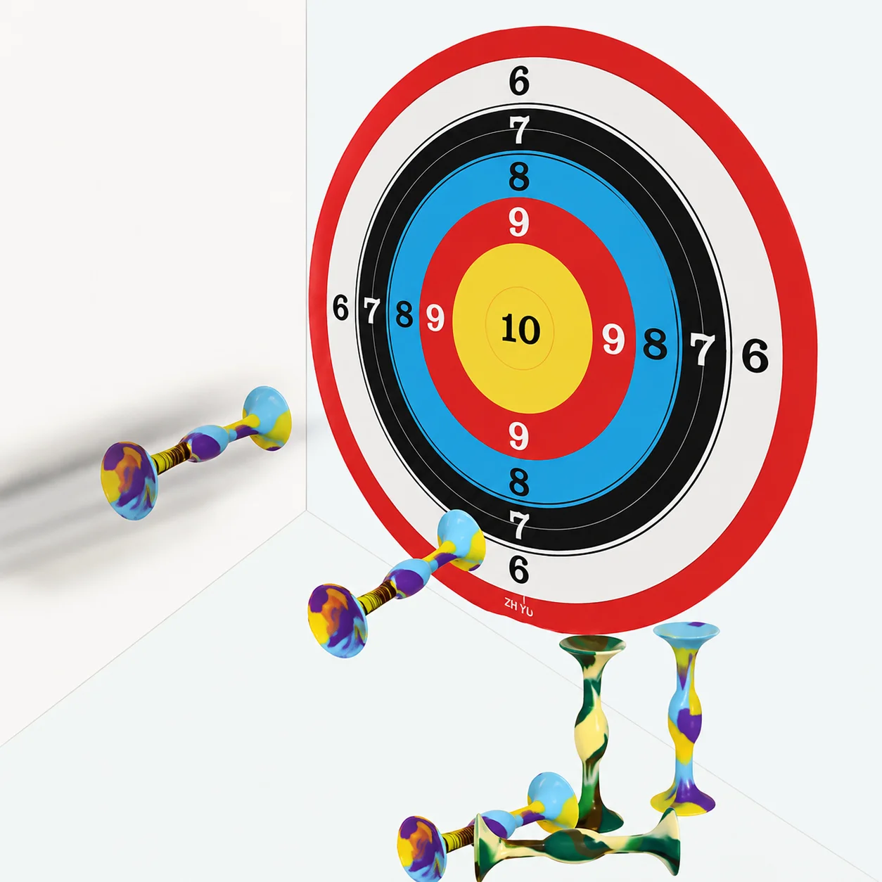 11Pcs/set Double-Side Sucker Darts, Include Target Paper and Marker, Mix Color, Silicone Material, Indoor Outdoor Sports Throwing Games for Family and Party, Adapted On Windows, Backyard, Living Room
