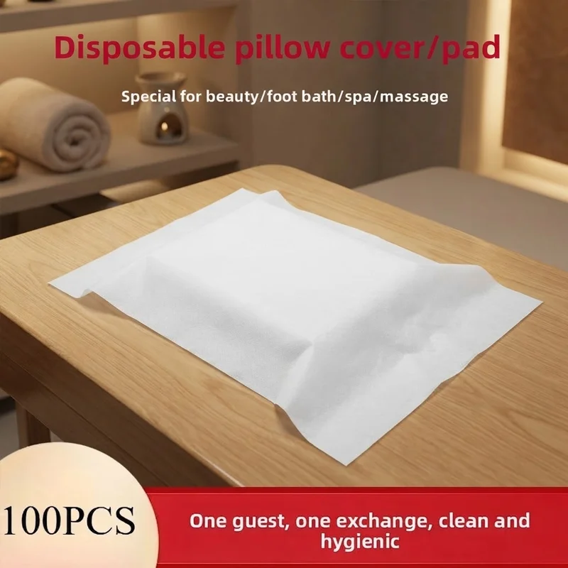 100pcs Disposable Face Cradle Cover Nonwoven Pillow Paper Waterproof Massage Spa Table for Disposable Beauty Headrest Cover Pape