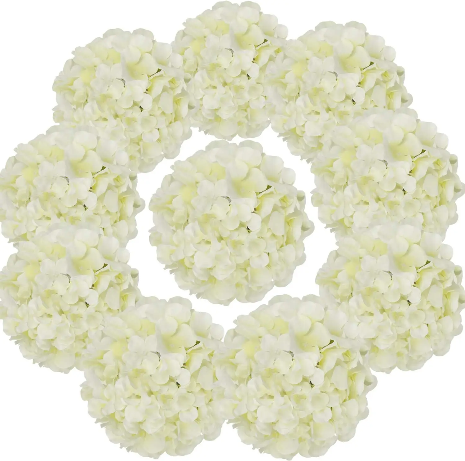 10pcs Silk Hydrangea Heads Artificial Flowers Heads with Stems for Home Wedding Decor