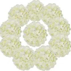 10pcs Silk Hydrangea Heads Artificial Flowers Heads with Stems for Home Wedding Decor