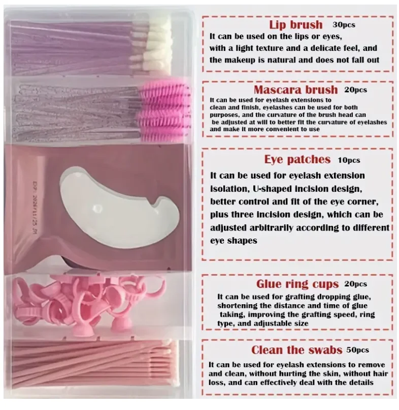 130 stuks set met deksel rechthoek verticaal 5-raster wimperverlenging gereedschap opbergdoos lijm pincet houder make-up organisator make-up