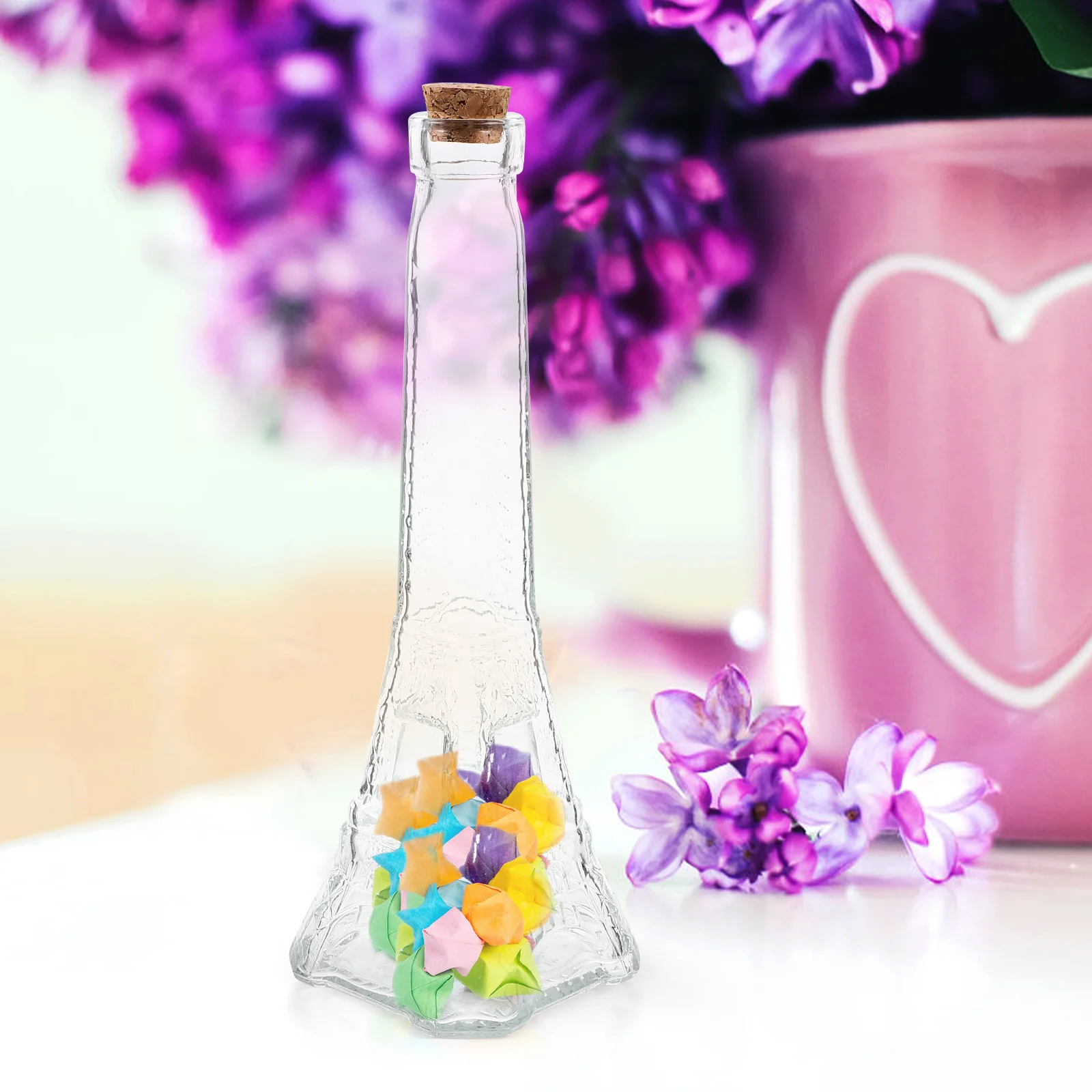 

4Pcs Night Glow Sand Painting Glass Bottles Cork Stopper Small Glass Bottles Wishing Bottle Home Decoration Small Sample Bottle