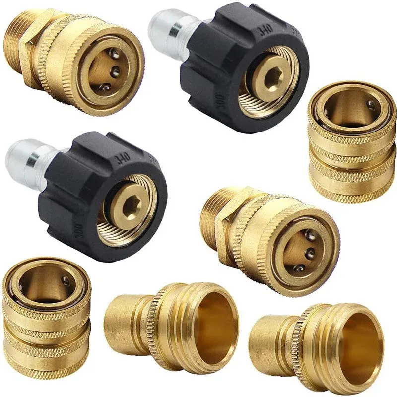 Ultimate Pressure Washer Adapter Set Quick Disconnect Kit M22 14mm Swivel to 3/8\'\' Quick Connect, 3/4\