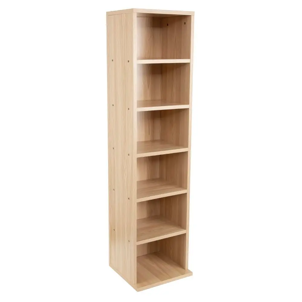 Storage Tower, Narrow Storage Unit, 6 Tier Cube Bookcase, White Wooden Standing Shelving Unit, DVD Display Shelves, SpaceSaving