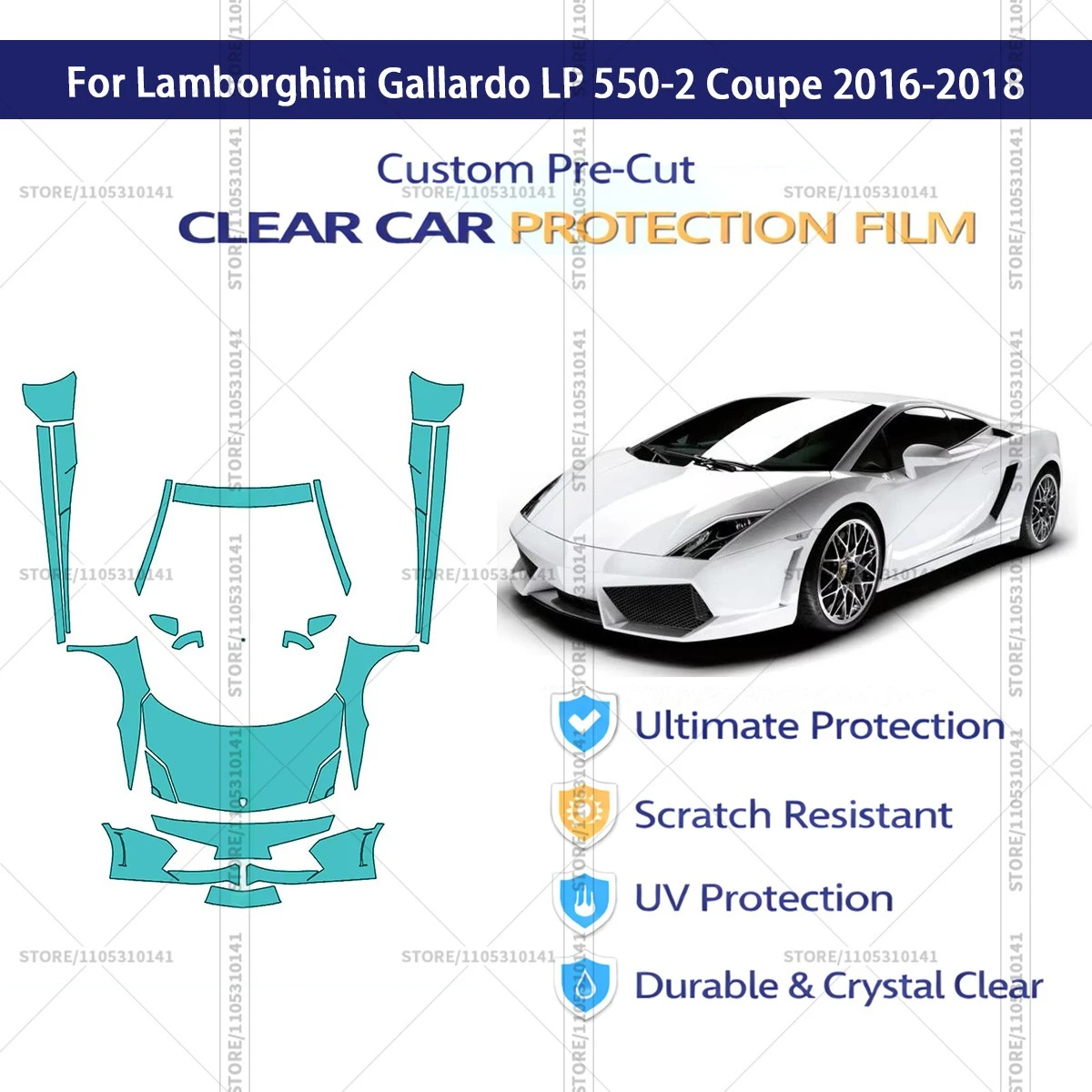 

Pre-Cut Paint Protection Film PPF Transparent Car Film Automotive PPF For Lamborghini Gallardo LP 550-2 Coupe 2016-2018