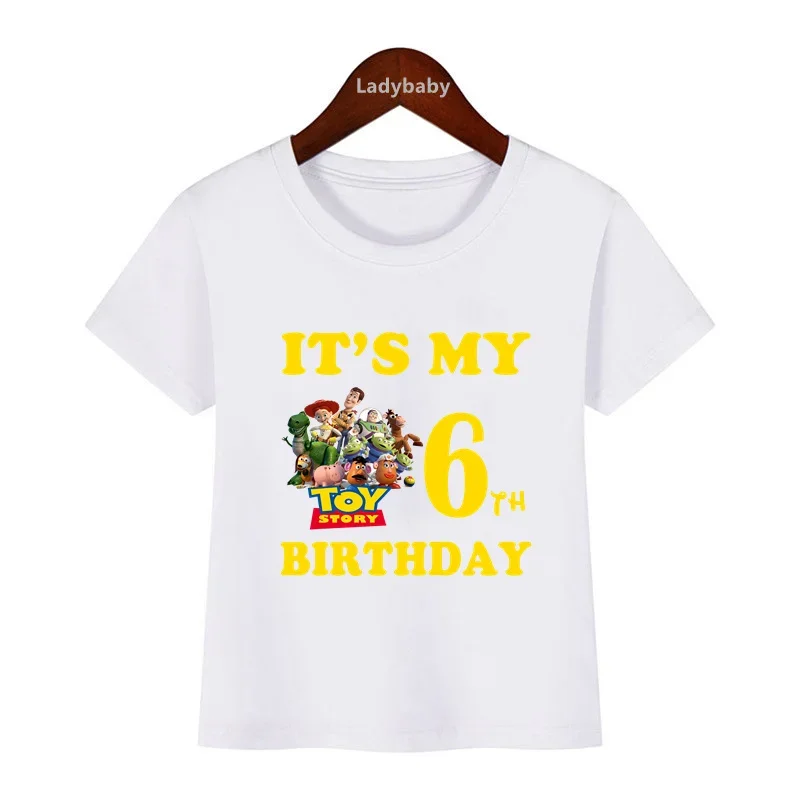 Toy Story Buzz Lightyear Woody Print Funny Kids Clothes It's My 1 2 3 4 5 6 7 8 9 Years Birthday Boys Girls Tshirt Baby T-Shirts