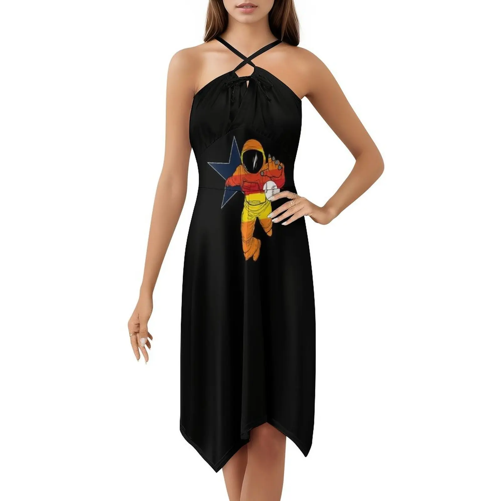 فستان بوهيمي عتيق لرائد الفضاء بأكمام منتفخة أو خيارات بدون أكمام للنساء فستان Astros Playroom ألعاب Astrobot #5